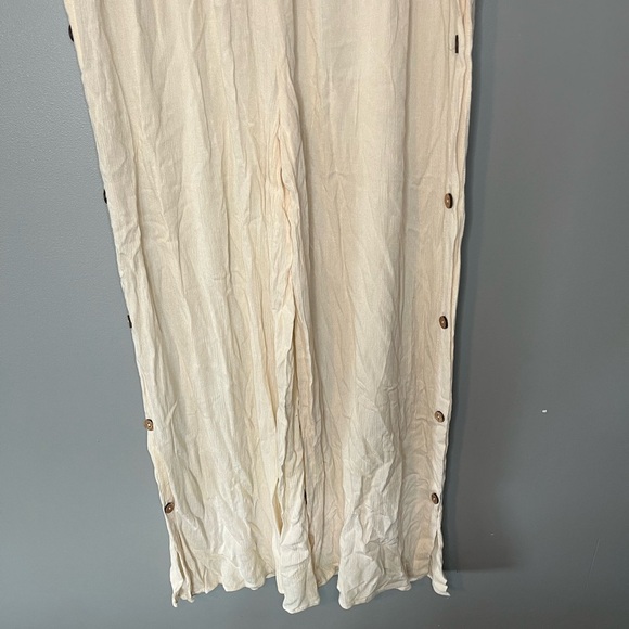 NWT Salty Lemon Gauzy Side Button Beach Pants - Oyster - Picture 6 of 10